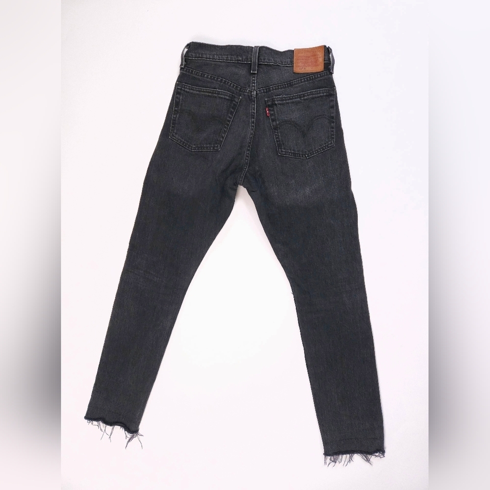 Levi's 501 Premium Big E Black Skinny Jeans Women's 26x28 Distressed